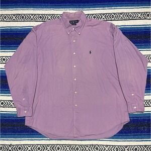 Vtg 90s Ralph Lauren Blake Loose Shirt Mens XL Purple Distressed Button Down